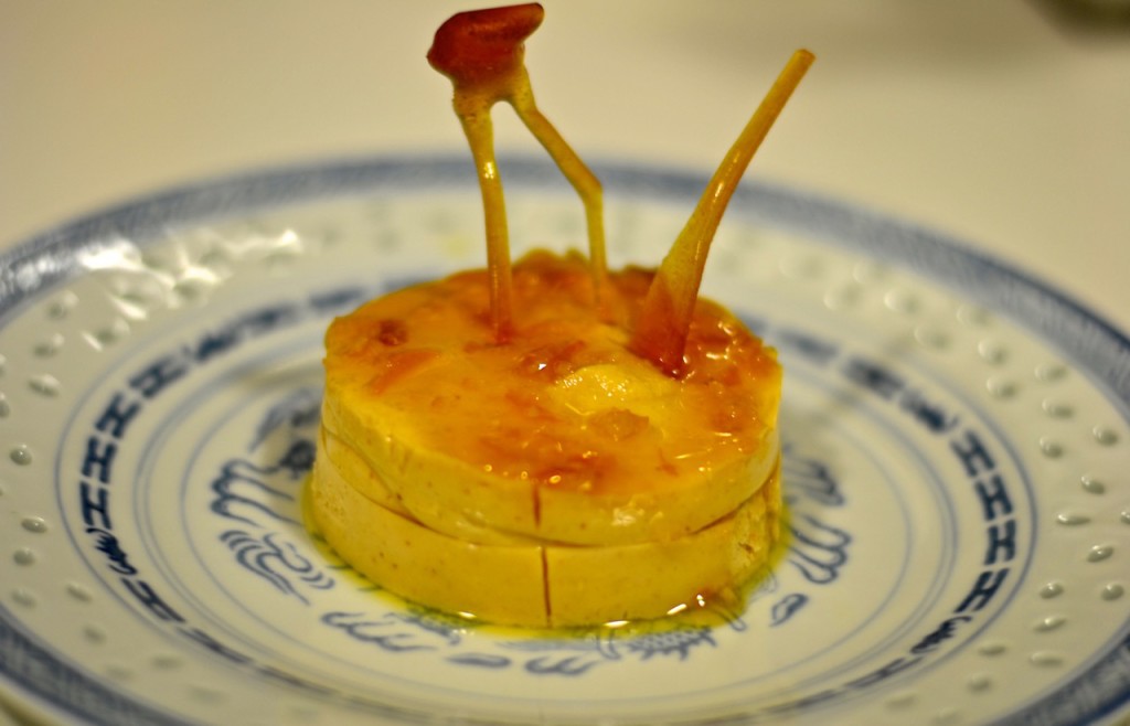Bavarois de turrón y mandarina